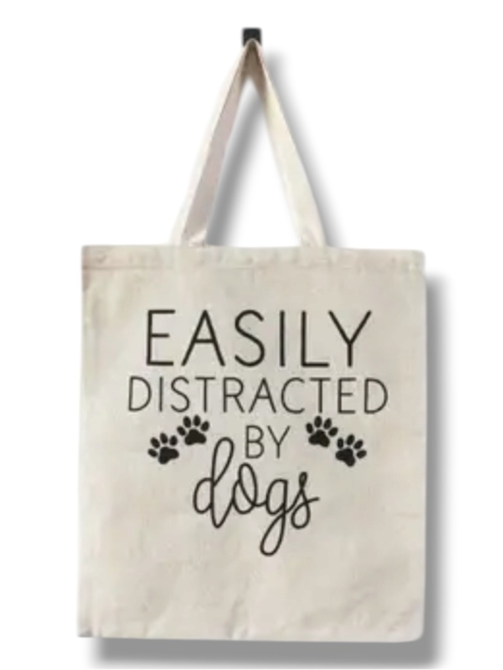 "Easily Distracted By Dogs" Canvas Tote Bag - NWT